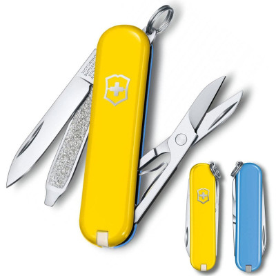 Нож Victorinox Classic SD Ukraine 58мм/7функ/желт- гол