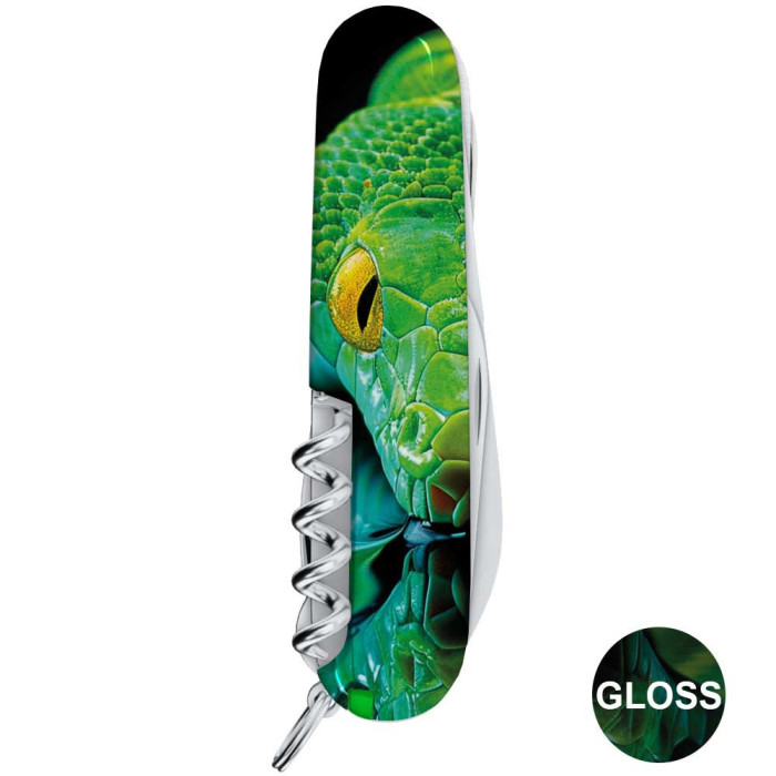 Складной нож Victorinox HUNTSMAN ZODIAC Зеленая деревянная змея 1.3713.3.Z4310pk  