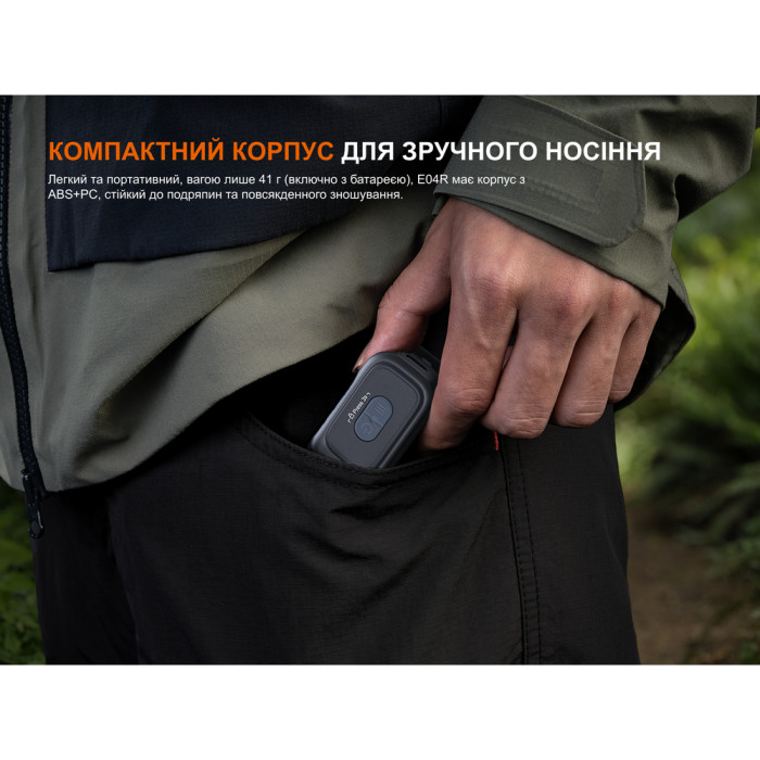 Фонарь с клипсой Fenix E04R, белый  