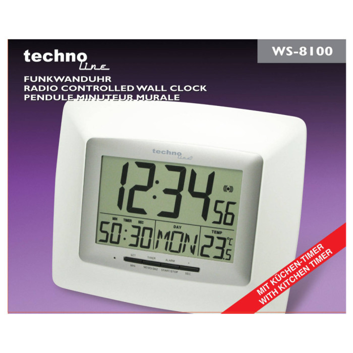 Часы настенные Technoline WS8100 White/Silver (WS8100)  