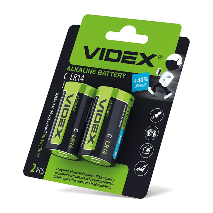 Батарейки щелочные Videx LR14/С 2pcs упаковка Blister Card  