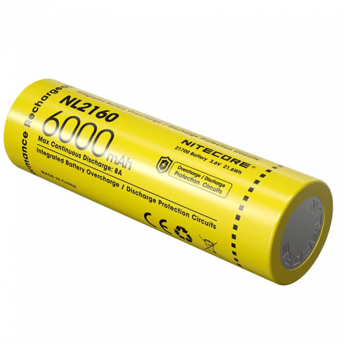 Аккумулятор литиевый Li-Ion 21700 Nitecore NL2160 3.6V (6000mAh), защищенный  