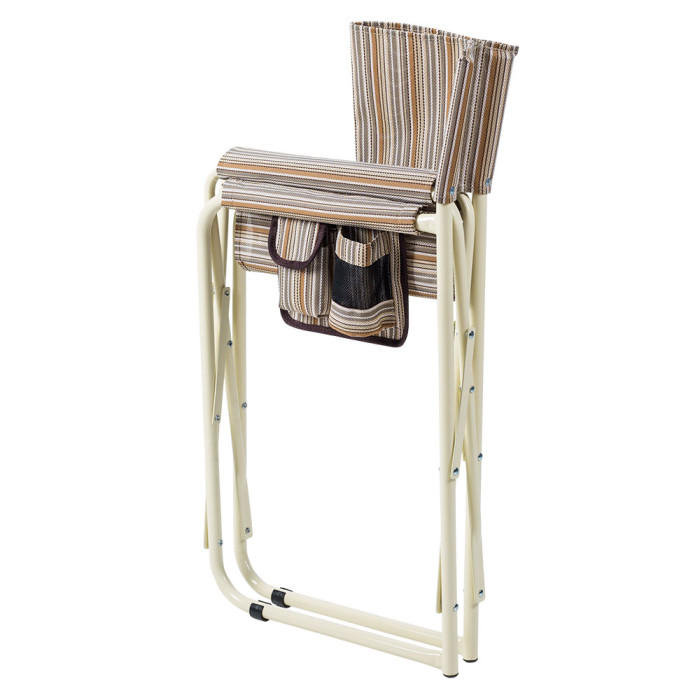 Складной стул Vitan Режиссер без полки d20 мм (текстилен бежевая полоса)  