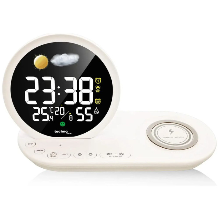 Часы настольные Technoline WT427 Wireless Mobile Charging White (WT427)  