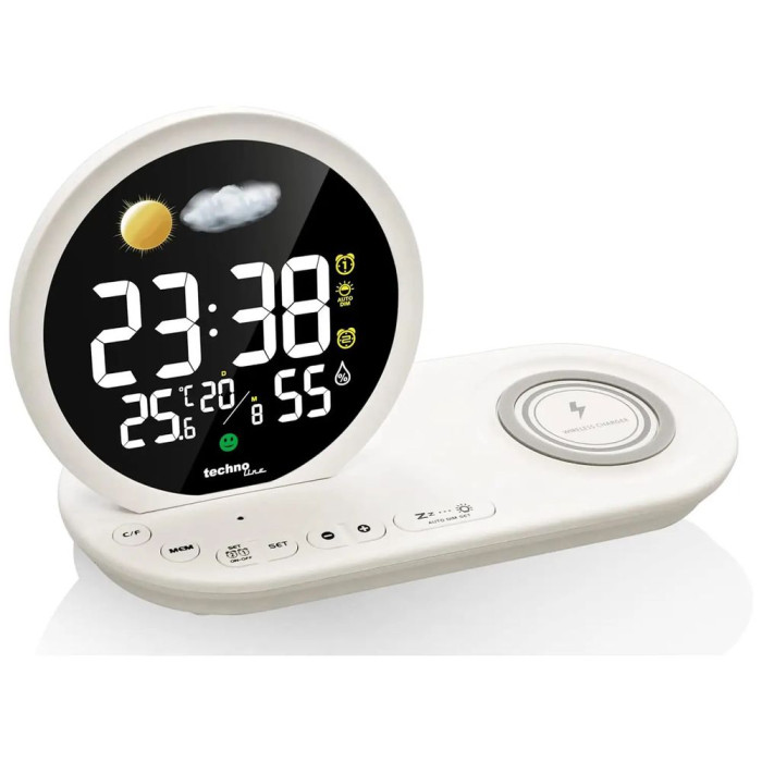 Часы настольные Technoline WT427 Wireless Mobile Charging White (WT427)  