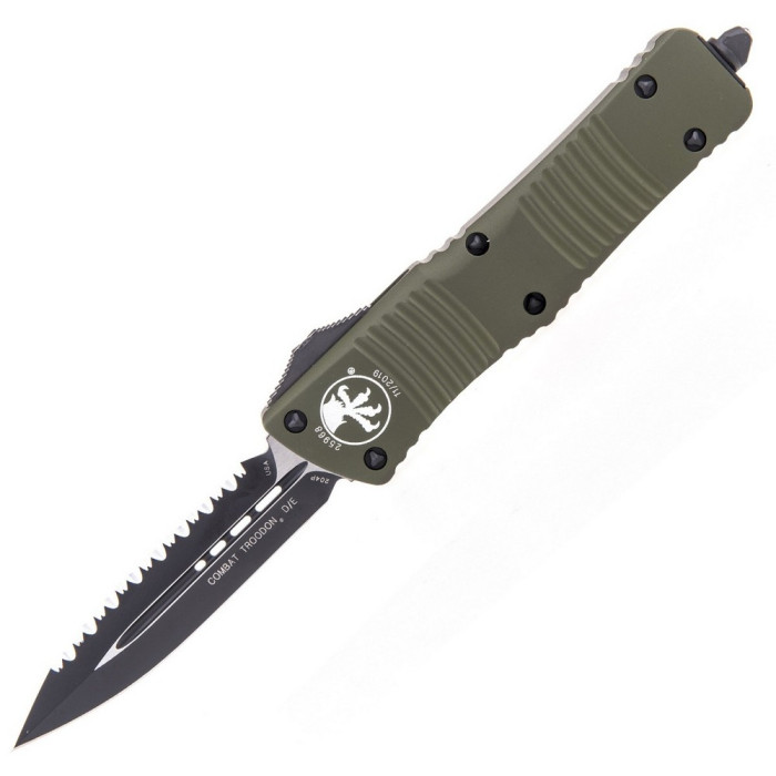 Нож Microtech Combat Troodon Double Edge Black Blade FS серрейтор od green (142-3OD) 