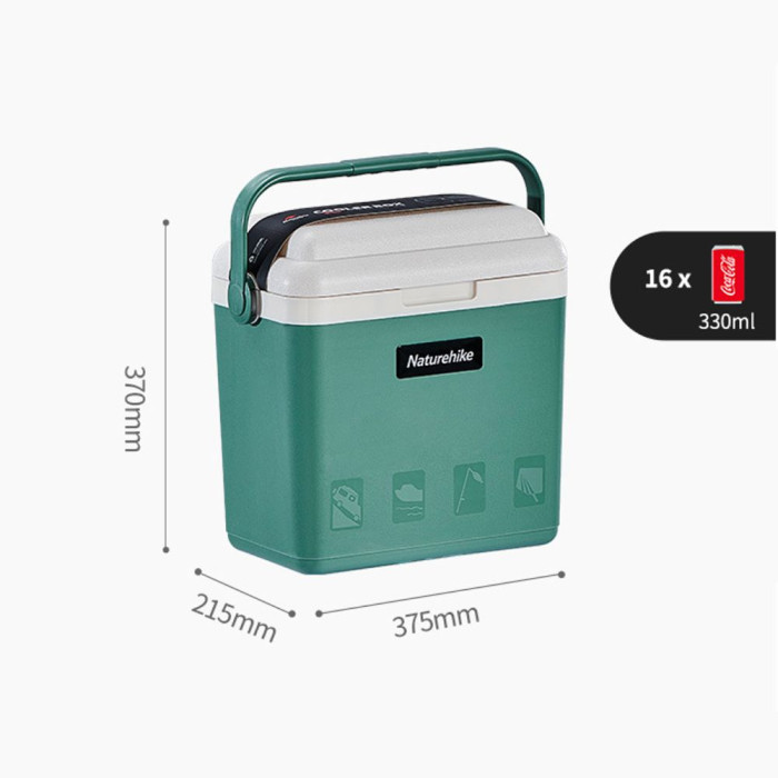Туристический холодильник Naturehike NH20SJ021, зелёный, 13 л, полипропилен  
