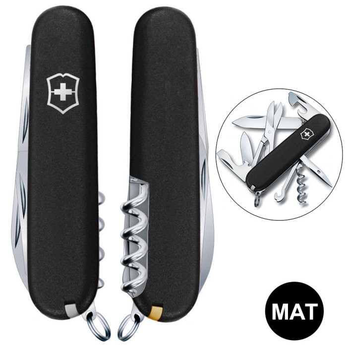 Складной нож Victorinox CLIMBER MAT черный матовый лак  