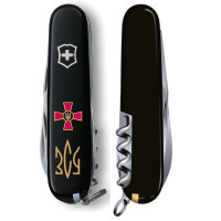 Нож Huntsman Army 91мм/15функ/черный / Эмблема ВСУ + Трезубец ВСУ золот.