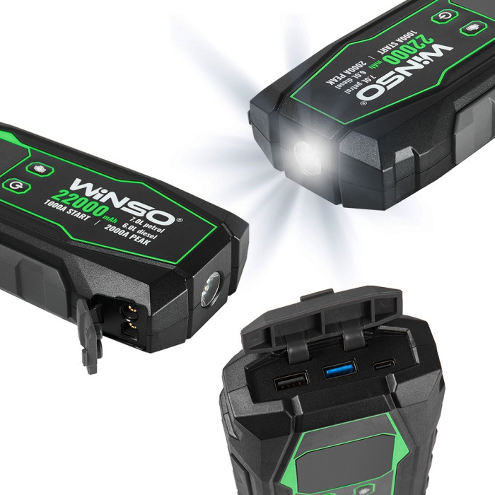 Пусковое устройство Winso Пусковой 1000A / пиковый 2000A. Емкость 22000mAh (141000)  