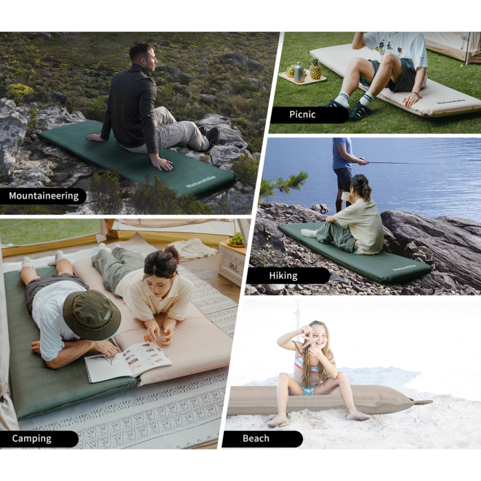 Коврик самонадувающийся одноместный Naturehike CNK2450WS020, 100 мм, темно-зеленый  