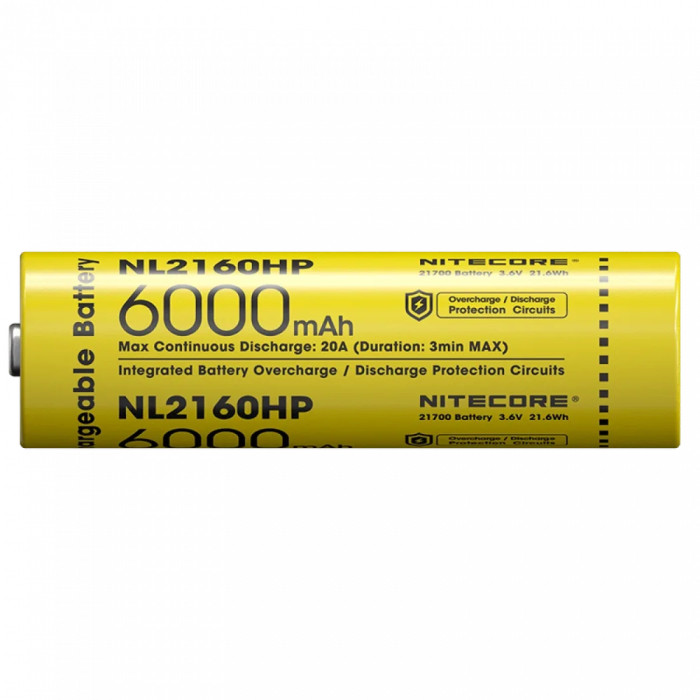 Аккумулятор литиевый Li-Ion 21700 Nitecore NL2160HP (6000mAh), защищенный  