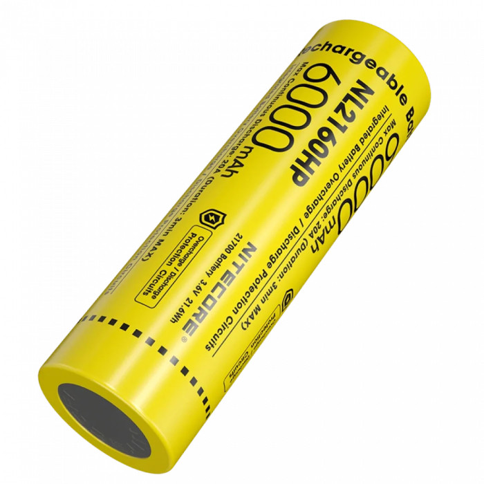 Аккумулятор литиевый Li-Ion 21700 Nitecore NL2160HP (6000mAh), защищенный  