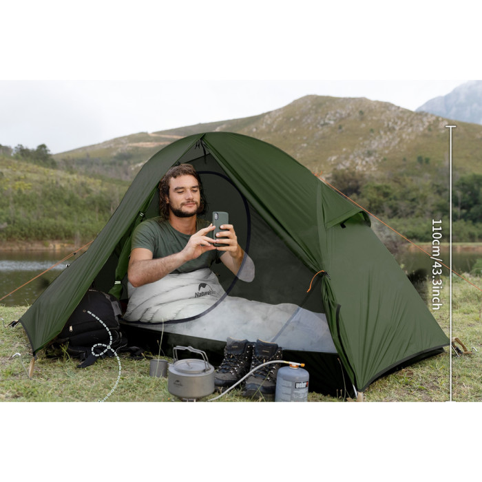 Палатка сверхлегкая одноместная с футпринтом Naturehike Cycling 1 NH18A095-D, 210T, темный зеленый  