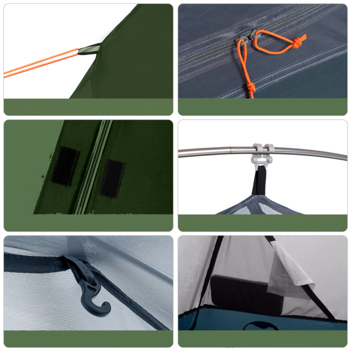 Палатка сверхлегкая одноместная с футпринтом Naturehike Cycling 1 NH18A095-D, 210T, темный зеленый  