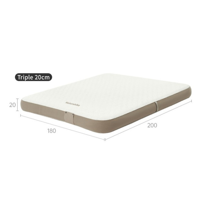 Самонадувающийся матрас, трехместный, со встроенной помпой Naturehike CNK2450WS040, 250 мм, серый  