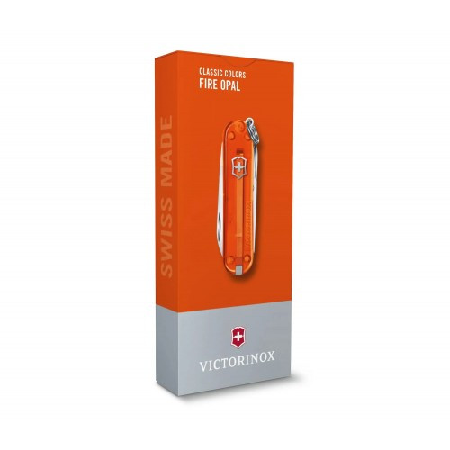Нож-брелок Victorinox Classic SD Transparent Colors, Fire Opal (0.6223.T82G) 7 функций, 58 мм, Gift Box  