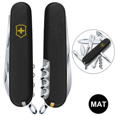 Складной нож Victorinox CLIMBER MAT черный матовый лак с желтым лого