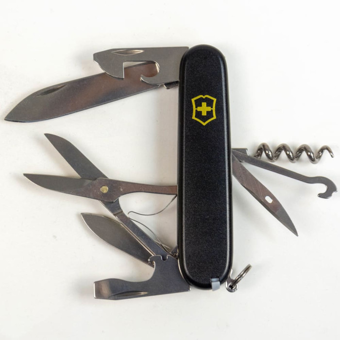 Складной нож Victorinox CLIMBER MAT черный матовый лак с желтым лого  