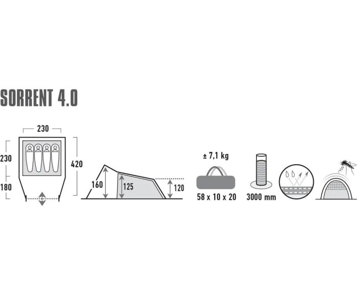 Палатка High Peak Sorrent 4.0 - светло-серая (10256)  