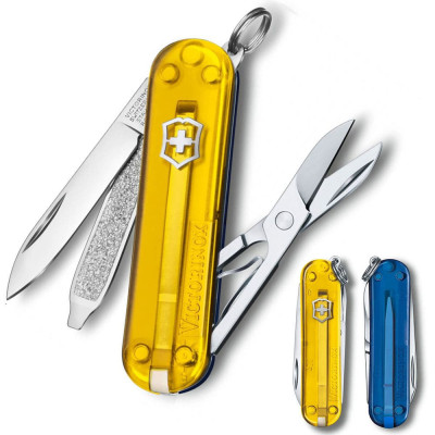 Нож Victorinox Classic SD Ukraine 58мм/7функ/жёлт.прозор-син.прозор