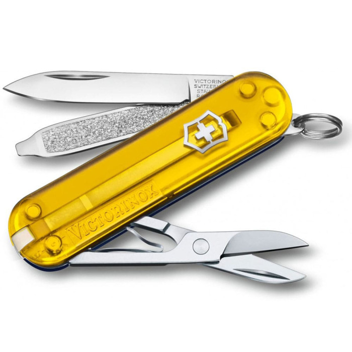 Нож Victorinox Classic SD Ukraine 58мм/7функ/жёлт.прозор-син.прозор  