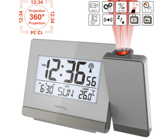 Часы проекционные Technoline WT538 - серебристые/серые  