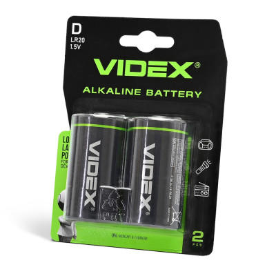 Батарейки щелочные Videx LR20/D 2pcs упаковка Blister Card