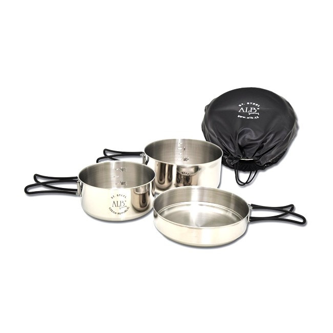 Набор туристической посуды Alb Forming 655 Camping Set St. Steel Crni 44487 3-Pcs +  