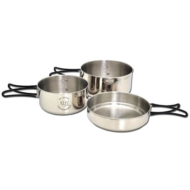 Набор туристической посуды Alb Forming 655 Camping Set St. Steel Crni 44487 3-Pcs +  