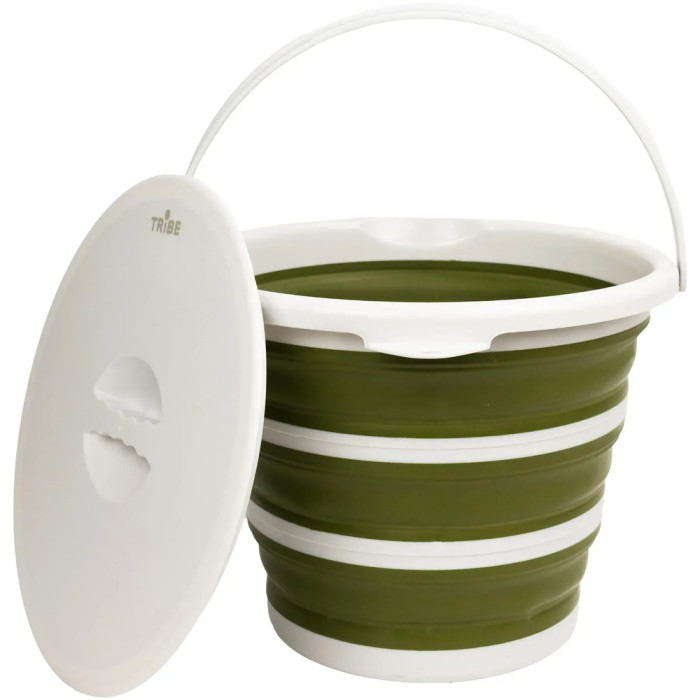 Ведро Tribe Water Bucket Lid 10 л силиконовое с крышкой T-FJ-0050, olive  