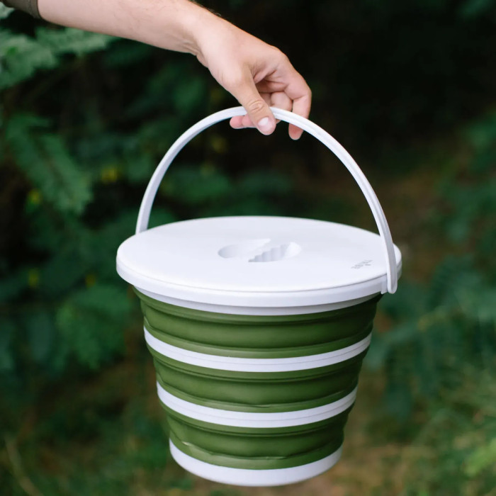 Ведро Tribe Water Bucket Lid 10 л силиконовое с крышкой T-FJ-0050, olive  