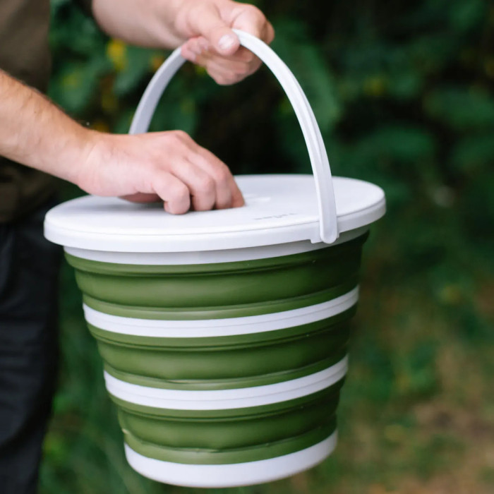 Ведро Tribe Water Bucket Lid 10 л силиконовое с крышкой T-FJ-0050, olive  