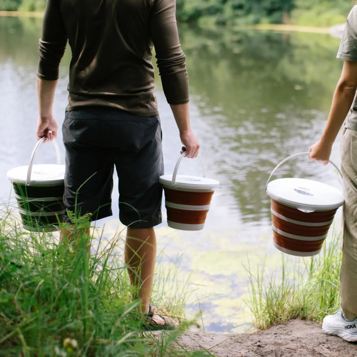 Ведро Tribe Water Bucket Lid 10 л силиконовое с крышкой T-FJ-0050, olive  
