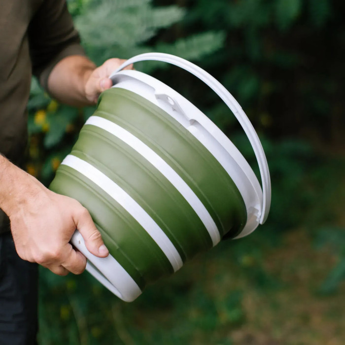 Ведро Tribe Water Bucket Lid 10 л силиконовое с крышкой T-FJ-0050, olive  