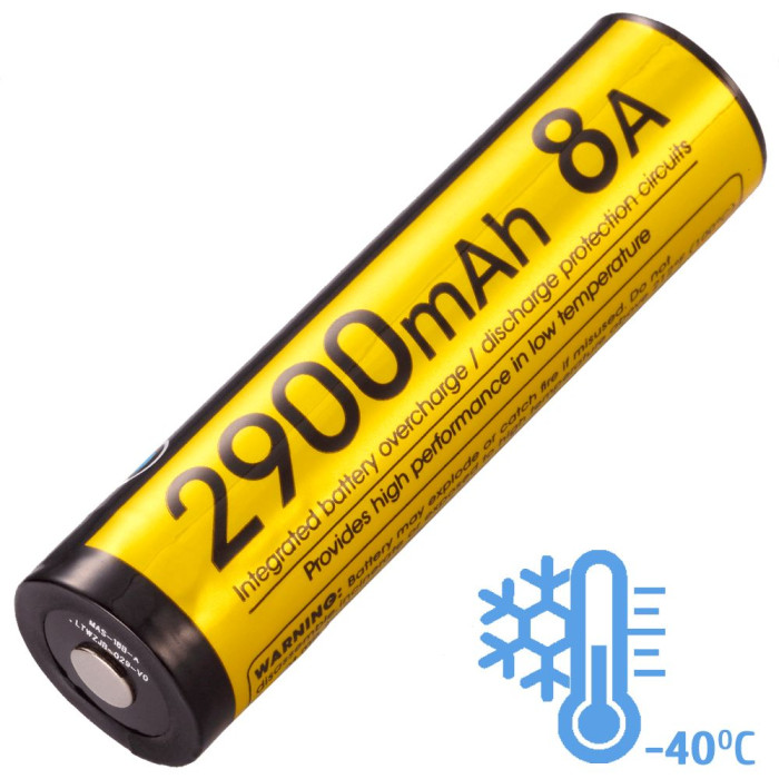 Аккумулятор литиевый Li-Ion 18650 Nitecore NL1829LTHP 3.6V 8А, 2900mAh, -40°C, защищенный  