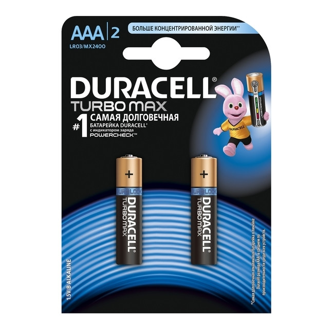 Батарейка AAA Duracell LR03 MN2400 KPD 02*20 Turbo 2 шт.  