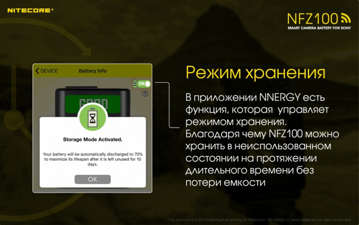 Аккумулятор Nitecore NFZ100 2280mAh с Wi-Fi для камер Sony A7(R) III, A9 (ILCE-9)  