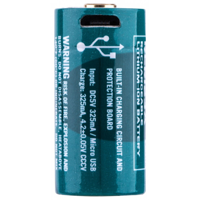 Аккумулятор Olight RCR123 (16340) с зарядным портом micro-USB  
