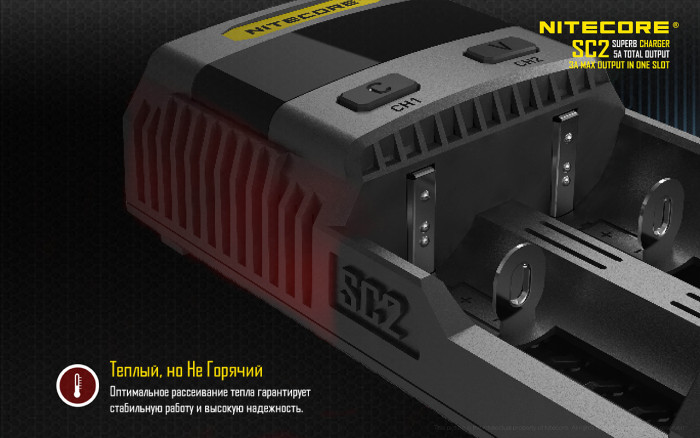 Зарядное устройство Nitecore SC2 с LED дисплеем (0.5A, 1A, 2A, 3A)  