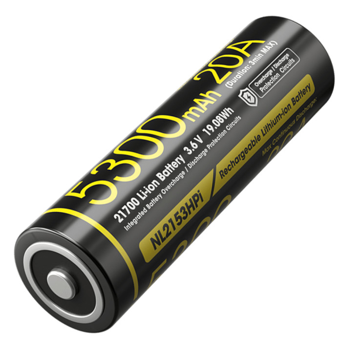 Аккумулятор литиевый Li-Ion 21700 Nitecore NL2153HPI 3.6V (5300mAh), защищенный  