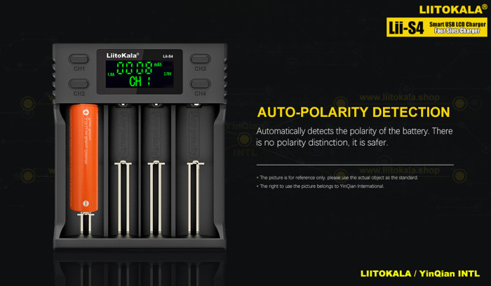 Зарядное устройство Liitokala Lii-S4, 4 канала, Ni-Mh/Li-ion/LiFePo4, USB  