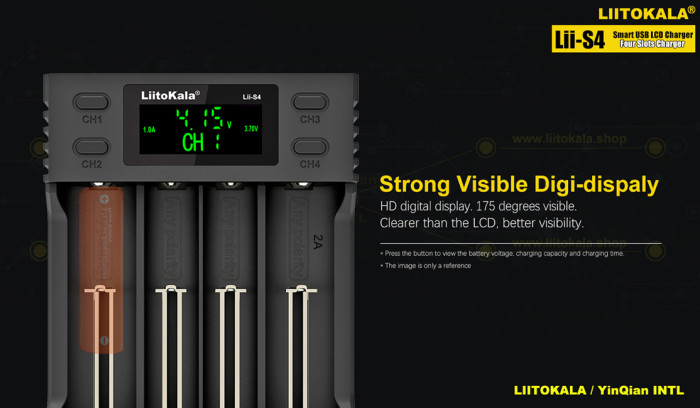 Зарядное устройство Liitokala Lii-S4, 4 канала, Ni-Mh/Li-ion/LiFePo4, USB  