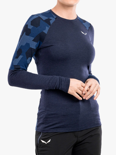 Термофутболка женская Salewa CRISTALLO WARM AMR - 40/34 - синяя, 44/38  