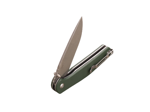 Нож складной Ganzo G6804 зеленый (восстановлен/замена винтов на клипсе)  