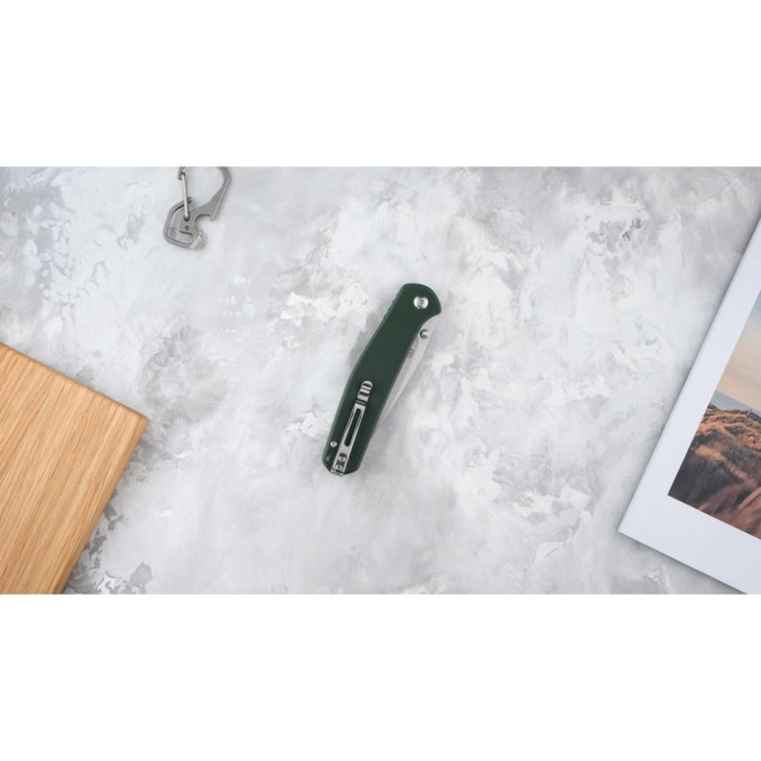 Нож складной Ganzo G6804 зеленый (восстановлен/замена винтов на клипсе)  