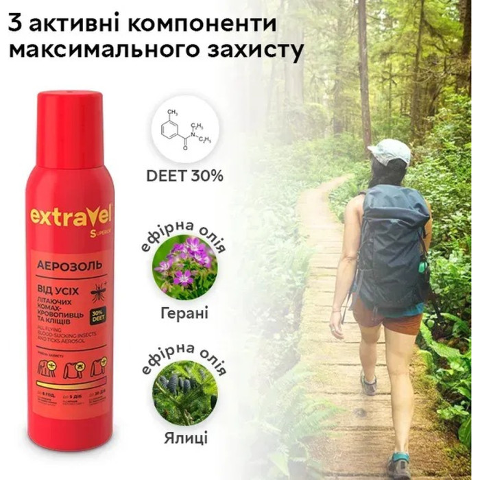 Аэрозоль-репеллент от всех летающих насекомых и клещей EXTRAVEL SUPERIOR 100 мл  
