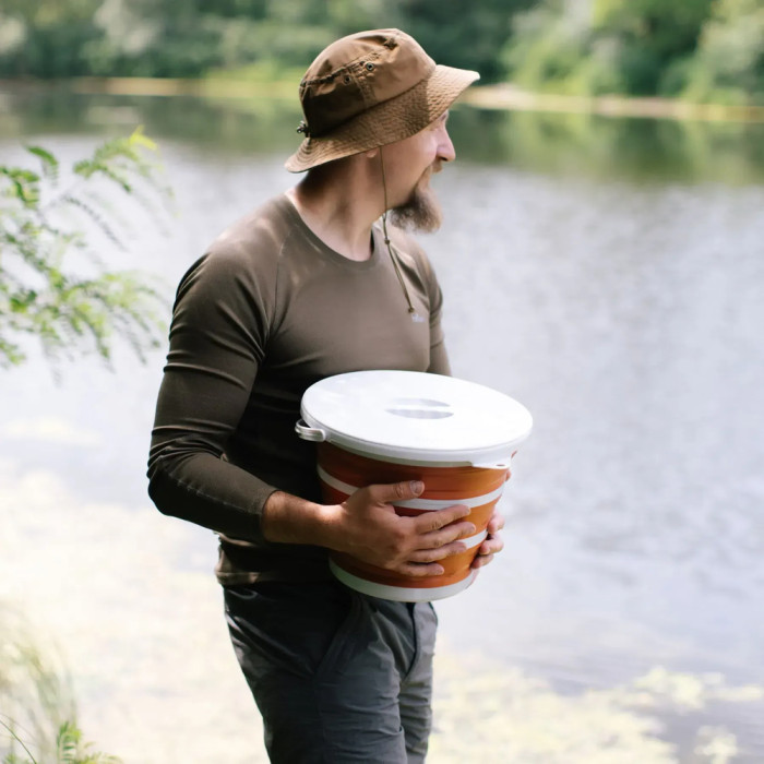 Ведро Tribe Water Bucket Lid 10 л силиконовое с крышкой T-FJ-0050, terracota  