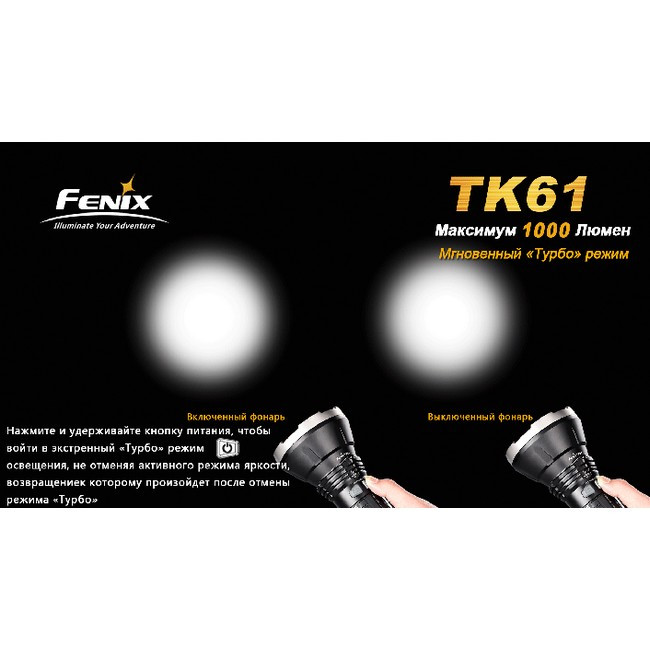 Поисковый фонарь Fenix TK61 , серый XM-L2 (U2) LED, 1000 люмен  