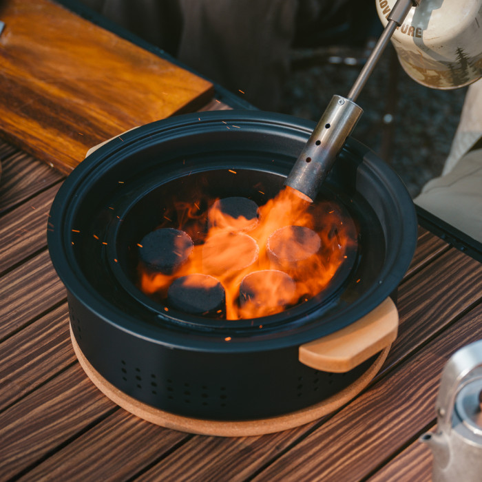 Настольная круглая печь с решеткой гриль Naturehike CNK2550CF010, 36*32.6*12 см, хромированное железо  